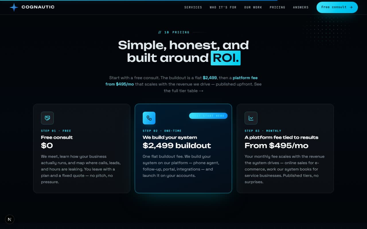 Cognautic pricing tiers